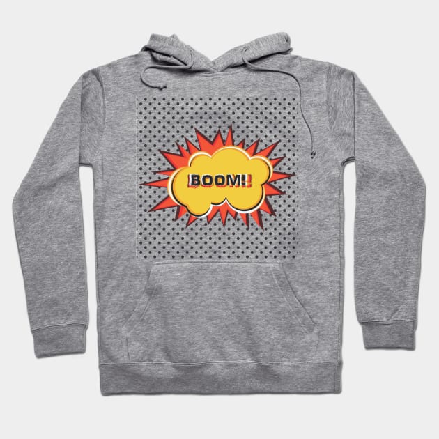 Pop Art  Design with Explosion and word BOOM Hoodie by XOZ